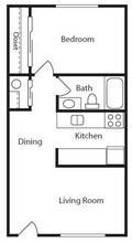 1 Bed 1 Bath B-212 floor plan